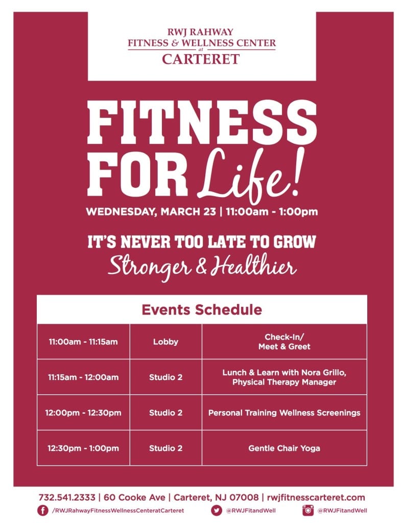 Carteret Fitness for Life Event Schedule