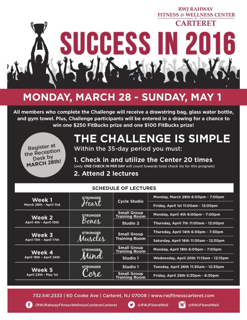 Success in 2016 at RWJ Rahway Fitness & Wellness Center at Carteret
